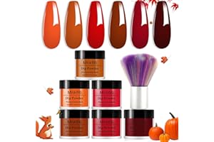 MNK66 6 Colors Dip Powder Set, Orange Dark Red Wine Christmas Dipping Powder Color Set, Glossy Nail Art Manicure DIY Salon Home Gift for Ladies,YYSDDPS-02-6pcs