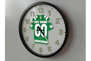 SASKATCHEWAN ROUGHRIDERS CFL JERSEY GLOW IN THE DARK WALL CLOCK !!! (14 Inch Wall Clock)