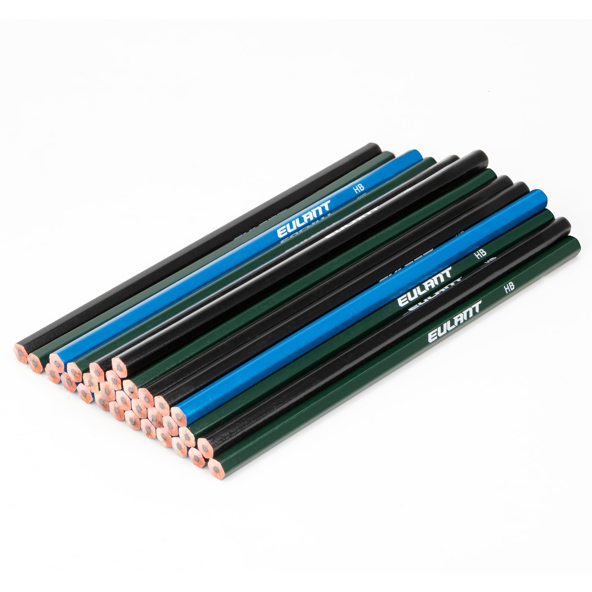 EULANT School Pencils (Pack of 30), HB Pencils for Children,for Drawing, Writing, Office, HB/Hexagonal/Non-toxic/Colour: 10 Black,10 Green,10 Blue