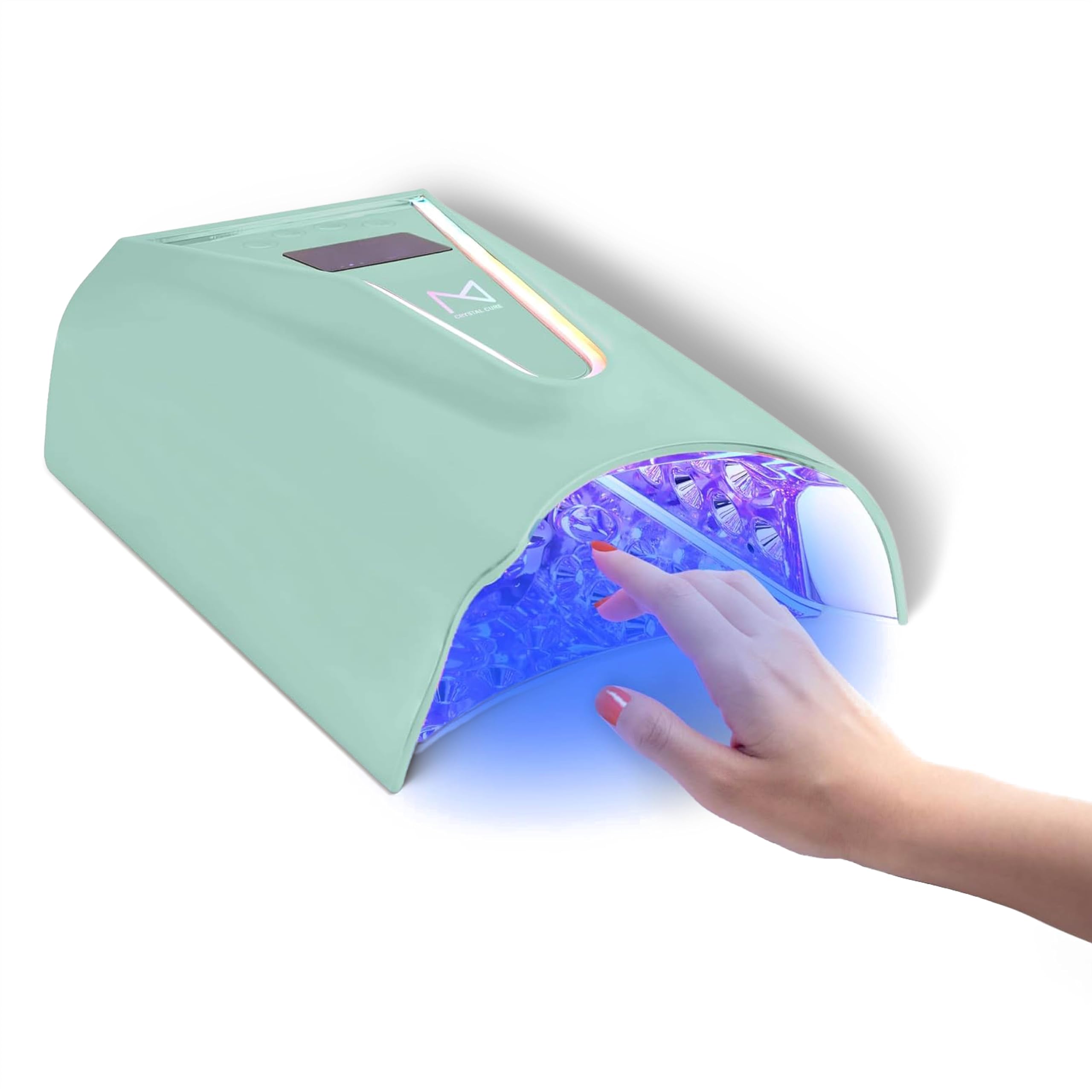 Photo 1 of M - Crystal Cure 128W UV/LED Nail Lamp | Fast Curing with 45 Powerful 365nm+405nm LEDs | Cordless, Rechargeable, Auto Sensor | Professional Gel Nail Dryer for Manicures & Pedicures (Teal)