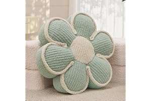 Nmkopzy Sage Green Decorative Throw Pillows Flower Daisy Shaped Pillow 16" Soft Floor Cushion for Couch Bed Chair Girls Room Bedroom Decor Aesthetic (1, Sage Green, 16 Inch)