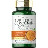 Carlyle Turmeric Curcumin with Black Pepper | 90 Powder Capsules | Complex Supplement with Bioperine | Non-GMO, Gluten Free