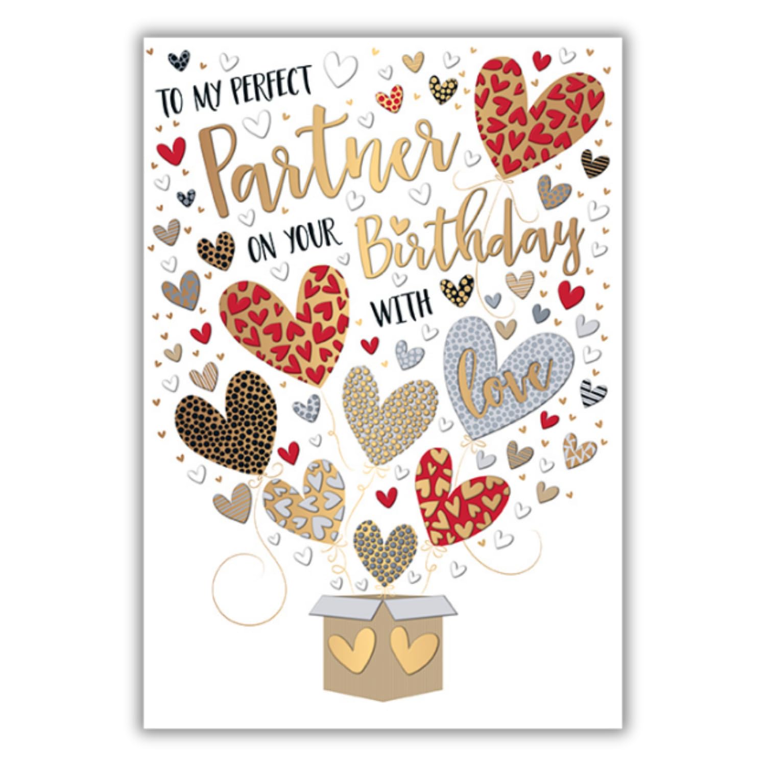 Perfect Partner Birthday Card - with Love - 9 x 6.25 Inches - Words and Wishes