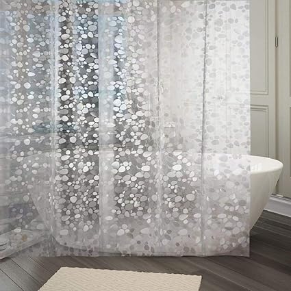 Star Bazaar PVC Shower Curtain with 8 Rings - 7ft, White.