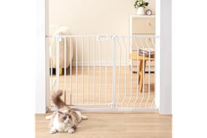 VEVOR 29.5-46" Extra Wide Baby Gate for Stairs, Auto Close Dog Gate for The House, Easy Install Pressure Mounted Pet Gates for Doorways, Easy Walk Thru Wide Safety Gate for Dog, White