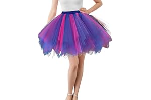 MIZHOME Womens Soild Color Tutu Skirt Layered Tulle Skirt Adult Halloween Costumes