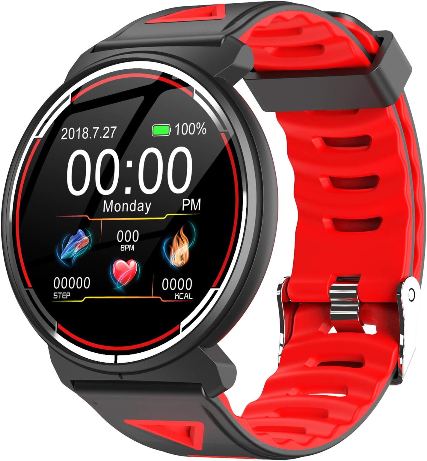Smart Watch Android iOS Heart Rate Blood Pressure Fitness Tracker IP68 Waterproof Pedometer Step Calorie Counter Sleep Touch Screen Bluetooth Smartwatch for Men Women