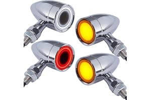 BOSYCY Motorcycle Bullet Turn Signals LED Front Rear Lights 4 PCS, 40 LEDs Retro Switchback Running Turn Brake Light Blinkers Universal Fit Harley Chopper Bobber Sporsters Suzuki Honda -Chrome