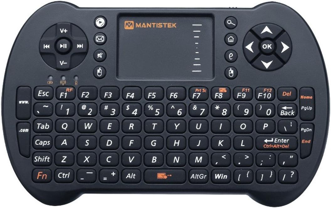 MANTISTEK Mini Wireless Keyboard Mouse Remote Control Wireless Mini Keyboard Gyroscope for PC HTPC IPTV Smart TV and Android TV Box Media Player Compatible for Android Windows Mac OS Linus
