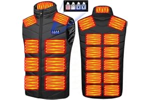 YMTHE Heated Vest with 7.4V 30000mAh Battery Pack, 21 Heated Zones Electric Vest, 3s Quick Heating Sleeveless Jacket for Men