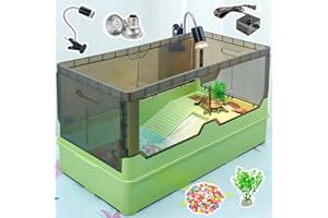 RunDuck Turtle Habitat Tank Kit– Fresh Filtration, Waterplay Fun, Diverse Living, Heat Lamp, Water Pump and Convenient Water Changes in Tanks Habitat Kits Turtle cage (Green, Large)