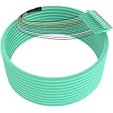 LC UPC 12 Strand Multimode Fiber Pigtail Cable, OM3/OM4 50/125, 1.5m (5ft), High-Density LC-UPC Connector for Data Centers, Telecom, and Network Applications - Low Insertion Loss, High Performance