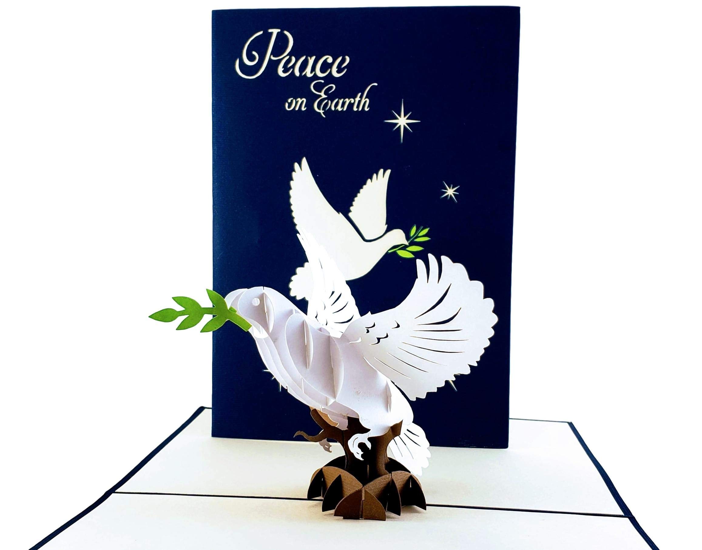iGifts And Cards Holy Dove With Olive Branch 3D Pop Up Greeting Card – Religious Christmas Card, Peace on Earth Gift, Feliz Navidad, Happy Xmas Holiday Season, Fancy Beautiful Inspirational Card — image 1