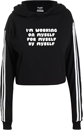 Minga London Working On Myself Crop Sweater Hoodie Top Women S