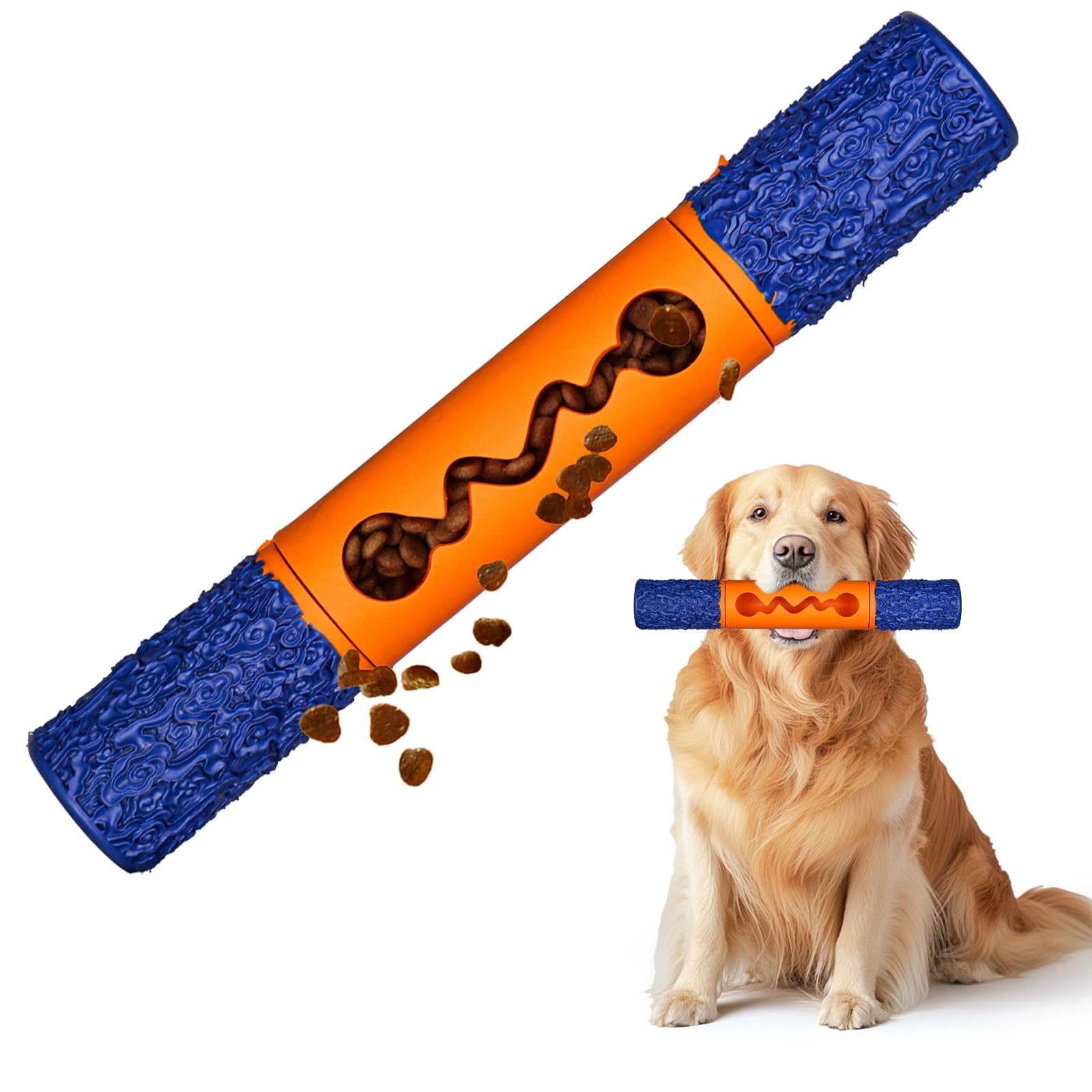 Photo 1 of PETOPIA Stick Interactive Dog Toy 9” in Outdoor Dog Toy for Aggressive Chewers Tough Natural Rubber Chew Toys (Blue&Orange)