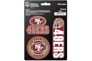 LOGO BRANDS San Francisco 49ers NFL Team Logo Vinyl Sticker–Officially Licensed San Francisco 49ers 3 Pack Heavy Duty Decal for Indoor or Outdoor–Use for Laptops, Coolers, & Notebooks–Show Your Niners Pride