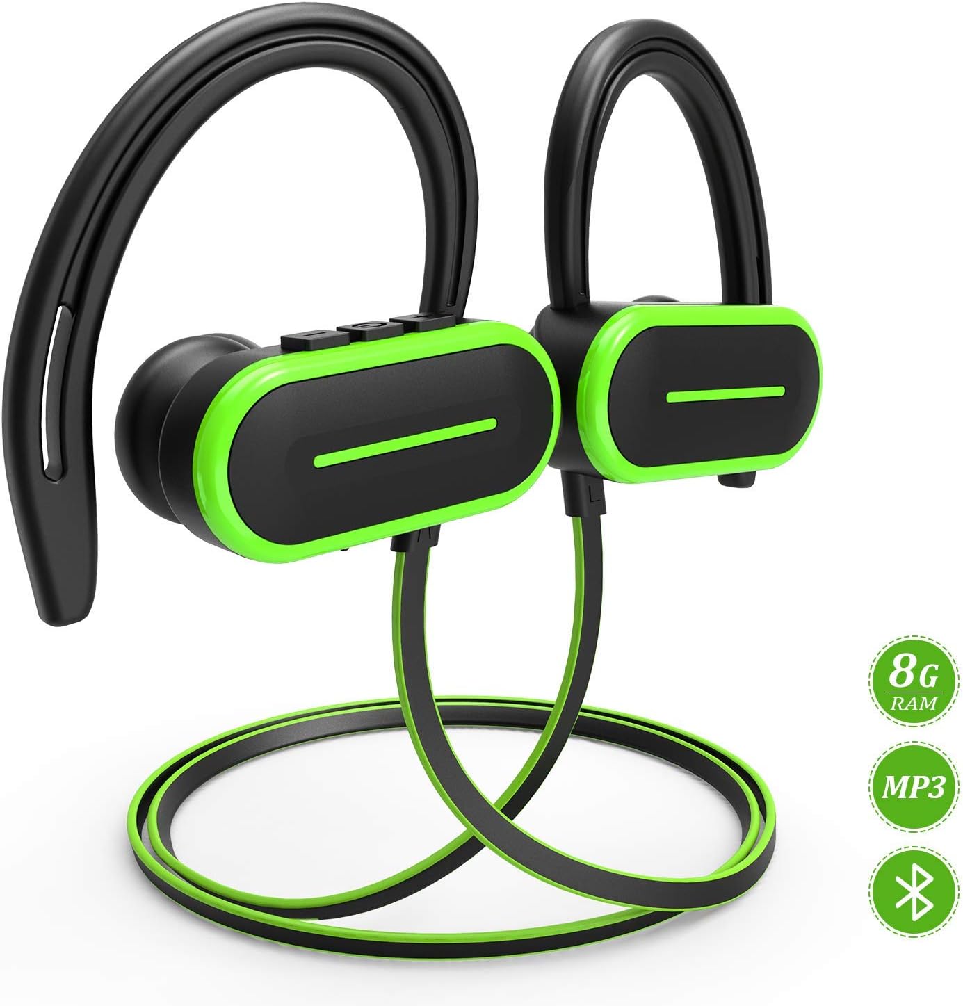 Bluetooth Headphones, HSPRO Wireless Sport Earbuds, 8GB Built-in Memory MP3 Player, IPX5 Sweatproof Running Workout Headphones w/Mic, HD Stereo Sound Sport Earphones Earbuds