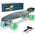 Kqpoinw Skateboards, 22" Complete Skateboard, Mini Cruiser Skateboard for Kids Boys Girls Teens Beginners with Colorful Flashing Wheels Skate Tool, Kids Children's Day Gift