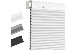 Allesin Zen No Drill Blinds for Windows Blackout Cordless Cellular Shades Honeycomb Blinds Pull Down, Free Stop Easy Install for Home and Office, Blackout, White, 34" W x 36" H