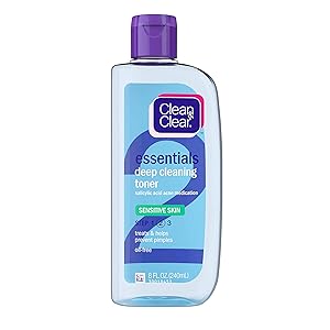 Clean & Clear Essentials Deep Cleaning Face Toner with Salicylic Acid Acne Medicine, Oil-Free Facial Toner for Sensitive & Acne-Prone Skin Care, 8 fl. Oz (Pack of 6)