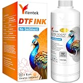 Yitentek No Sediment DTF White Ink 1000ML DTF Transfer Ink for PET Film, Pigment Ink Refill for P600 P800 DX5 XP600 4720 i3200 i1600 5113. High Fluidity, Whiteness &amp; Coverage 1000ml x 1, White