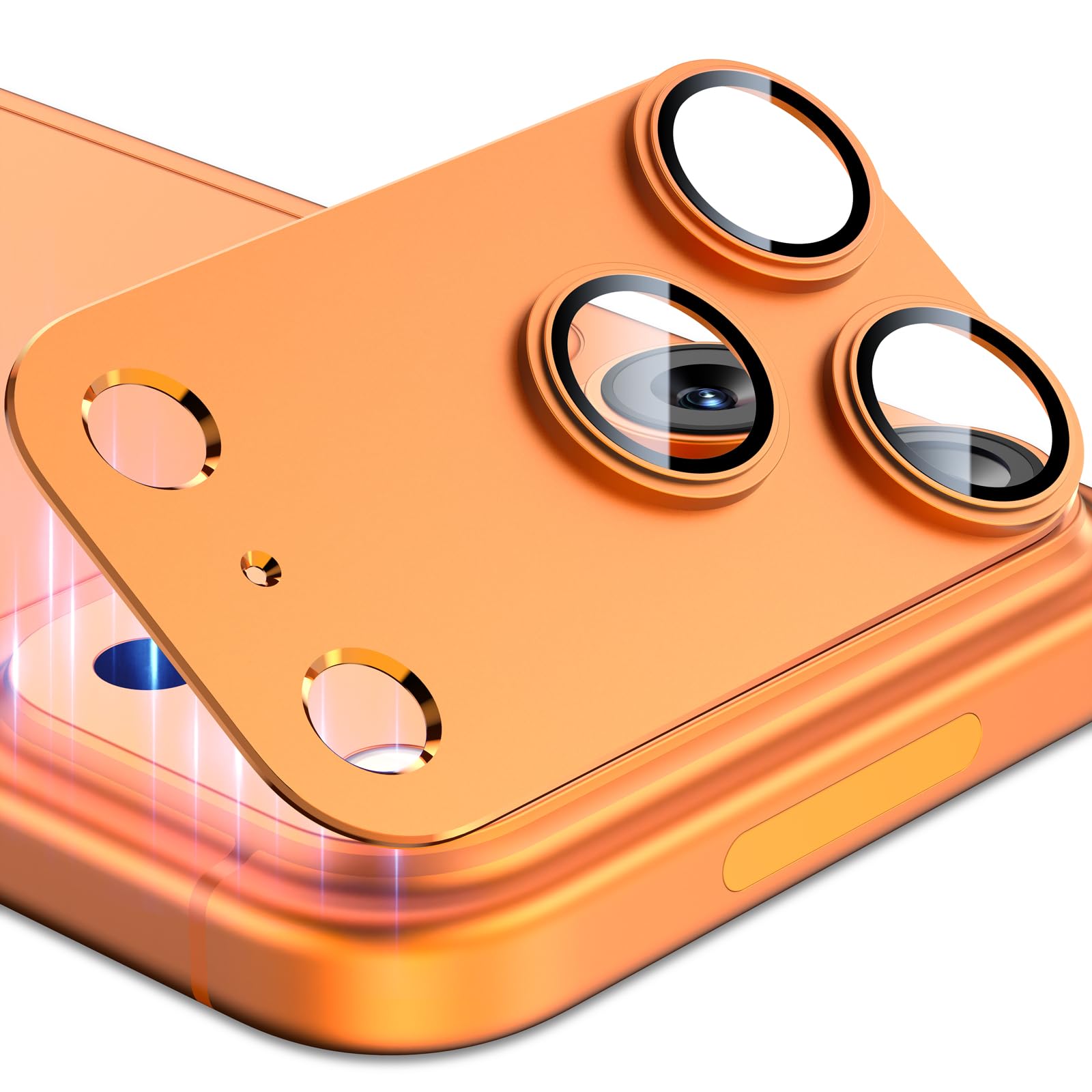 Photo 1 of Esanik Upgrade 2 Pack for iPhone 17 Pro Camera Lens Protector, Aluminum Alloy Metal matte Case Tempered Glass Camera Screen Cover, Scratch Resistant Case Friendly (Orange)