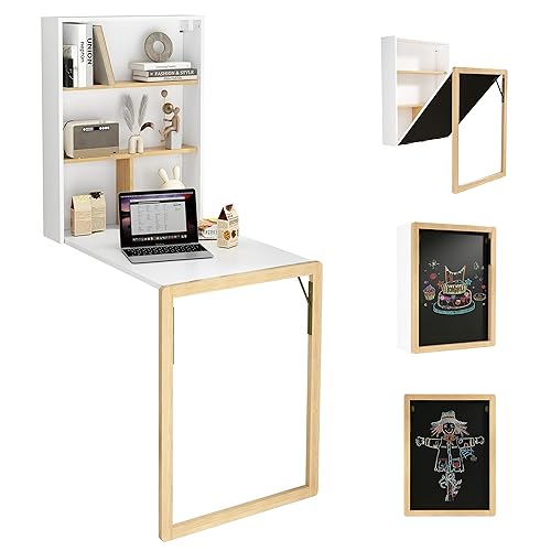 AZODY Folding Wall Mounted Desk, Floating Desk Table for Small Spaces