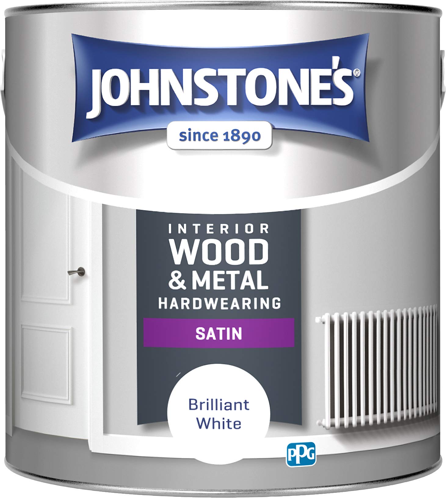 Johnstone's Hardwearing Satin, Briliant White, 2.5L