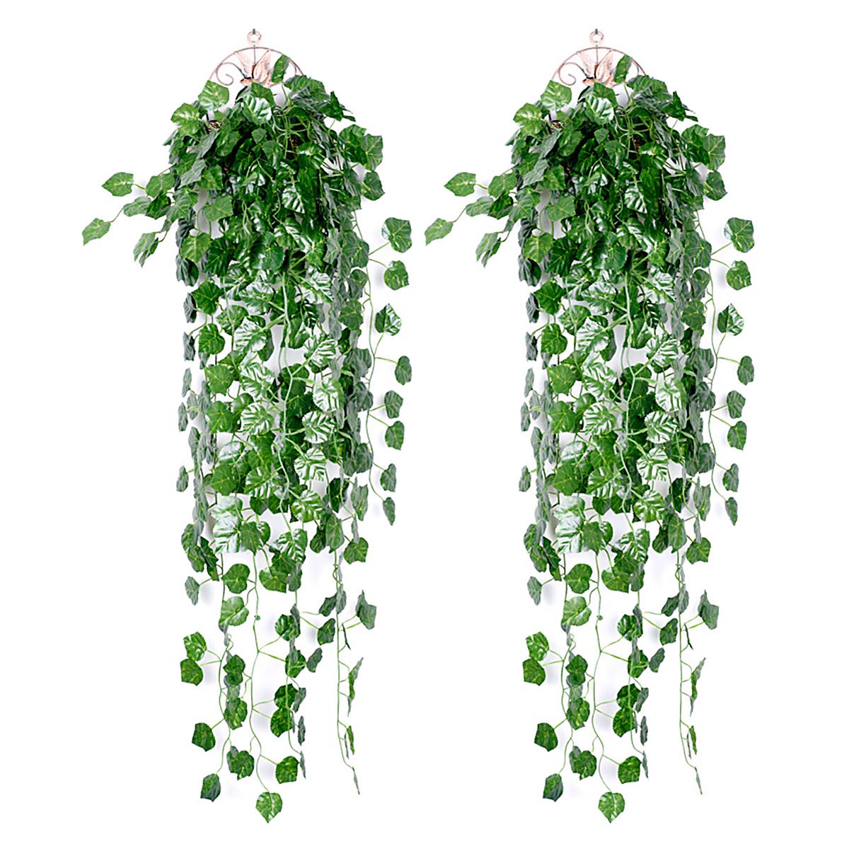 Ousuga Artificial Ivy Garland,2PCS Ivy Garland Fake Vine UV Resistant Greenery Leaves Fake Plants Hanging Vine Plant for Home Kitchen Garden Office Wedding Wall Decoration Indoor Outdoor
