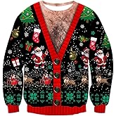 uideazone Mens Ugly Christmas Sweatshirts Funny 3D Graphic Long Sleeve Pullover Shirts