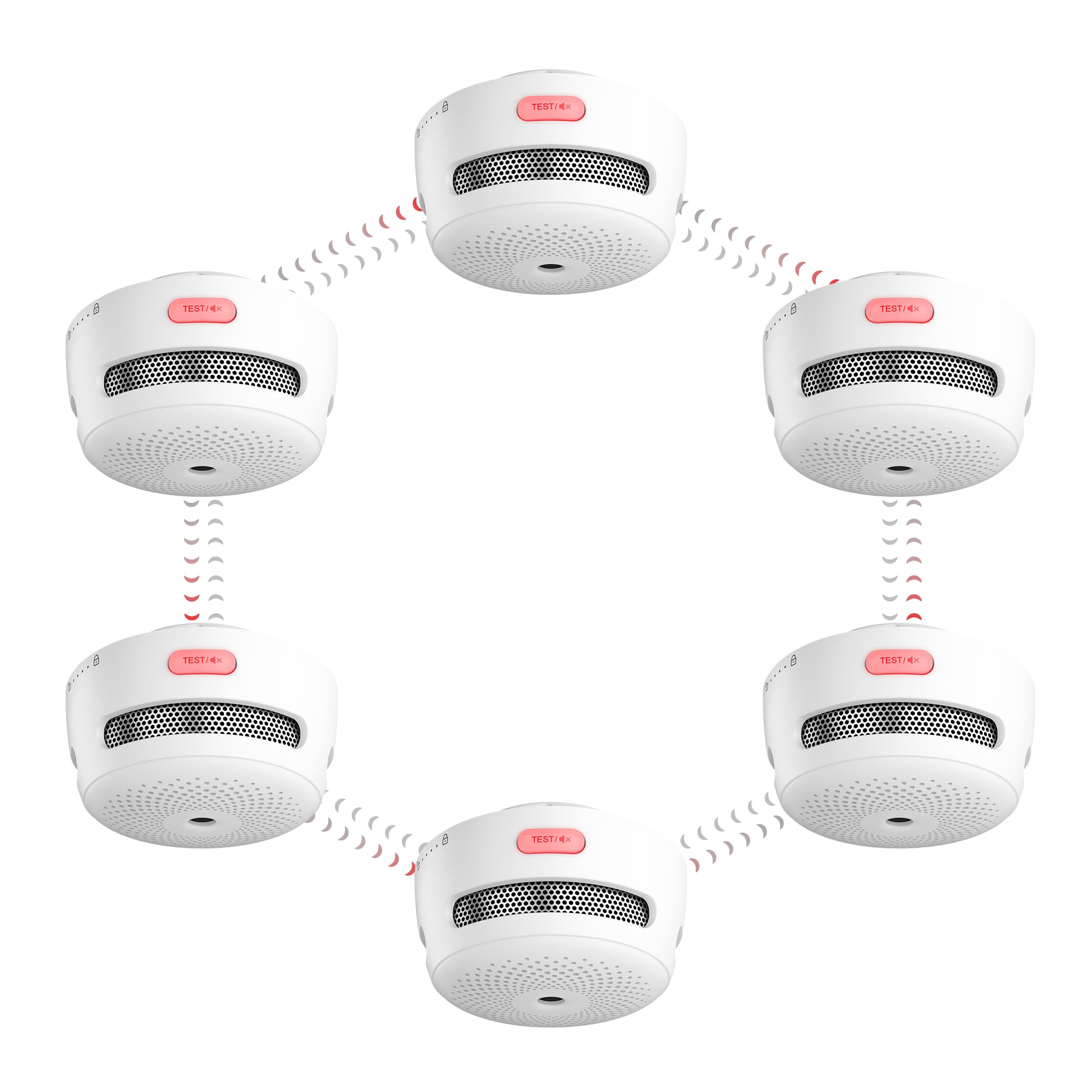 X-Sense Wireless Interconnected Smoke Detector Battery Powered Fire Alarm with Over 820 feet Transmission Range, XS01-WR Link+, 6-Pack