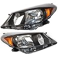 BJTDLLX Headlight Set Assembly Fit for Toyota Yaris/Vitz 2012 2013 2014, Direct Replacement Hatchback Model Headlamp, Driver & Passenger Side (Left+Right) -Black Background