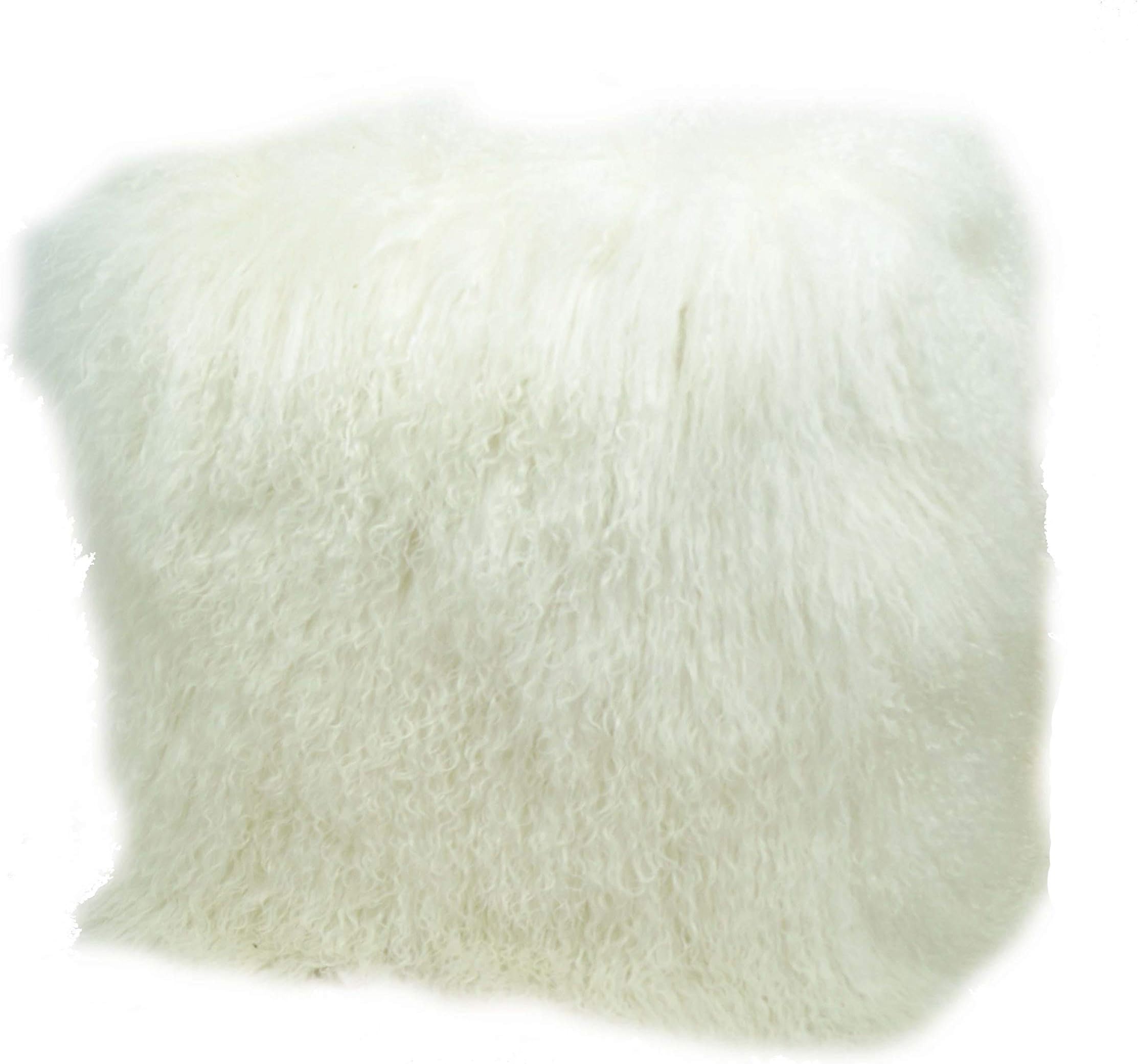 In the Garden and More Tibetan/Mongolian Lamb Fur Pouf โ 18โ (White)