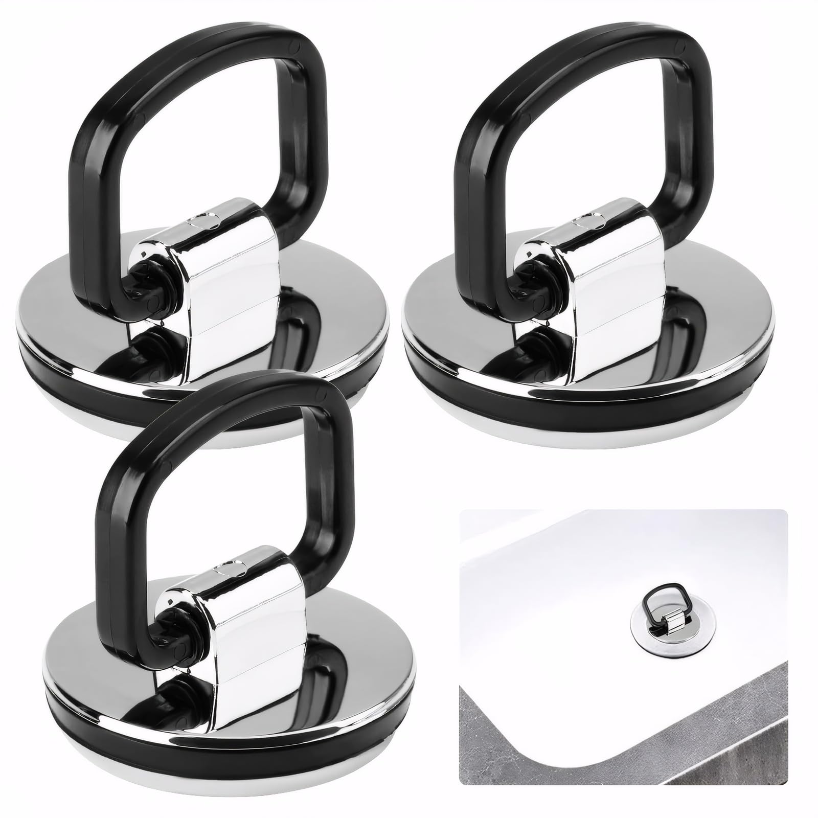 ExcellaElite 3PCS Sink Plug Replacement, Chrome Bath Plug Replacement with Easy Grip Handle for Bathroom Kitchen, Suitable for 42-44mm Diameter