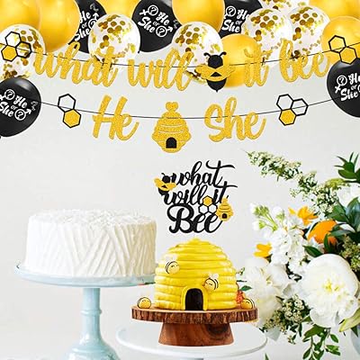 Buy What Will It Bee Gender Reveal Party Decorations Set He Or She Bee Banner Bumble Bee Cake Topper 12 Black Gold Confetti Latex Balloons Boy Or Girl Themed Baby Shower Party