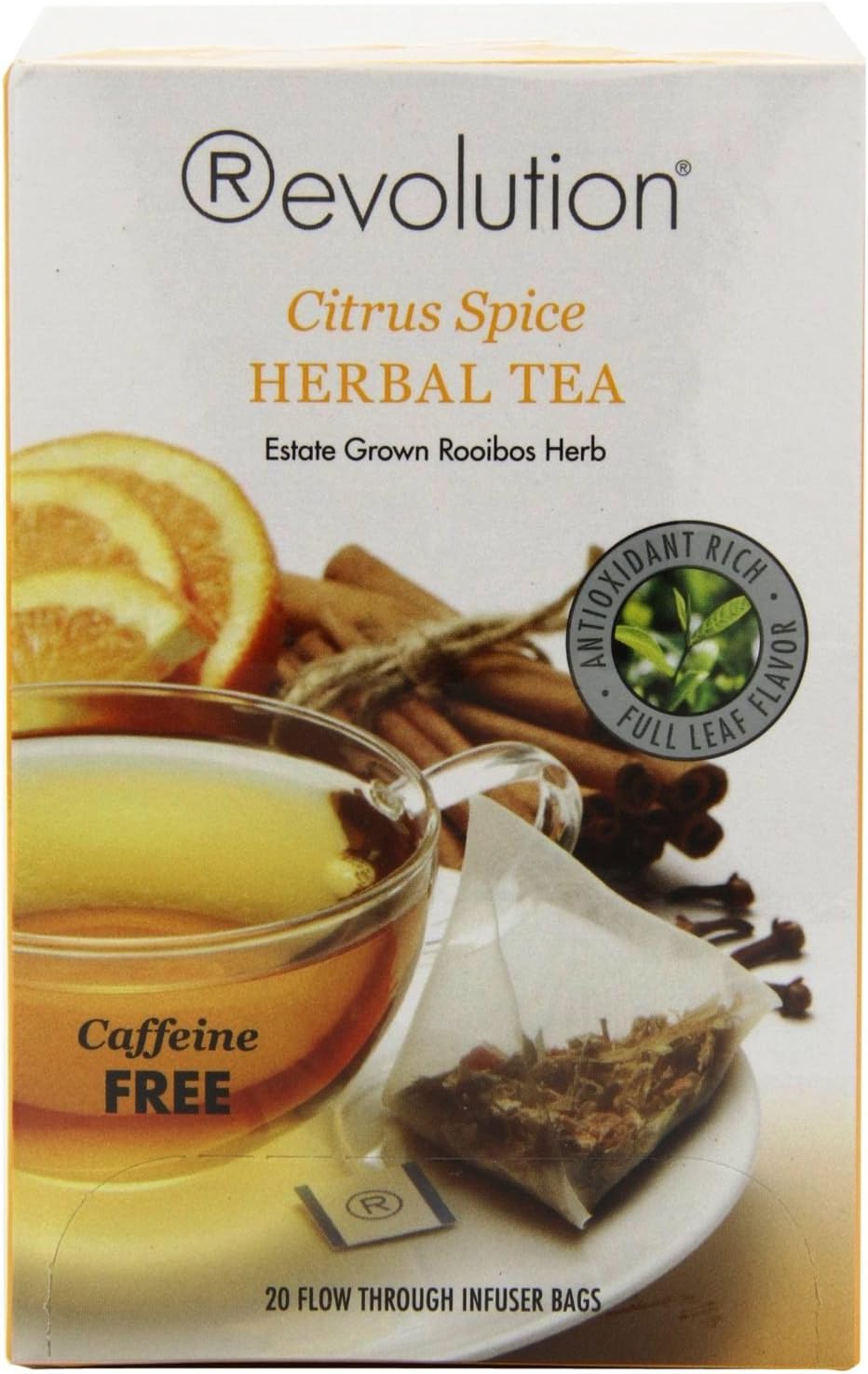 Revolution Tea - Citrus Spice Herbal Tea | Premium Full Leaf Infuser Teabags (6 Bags)