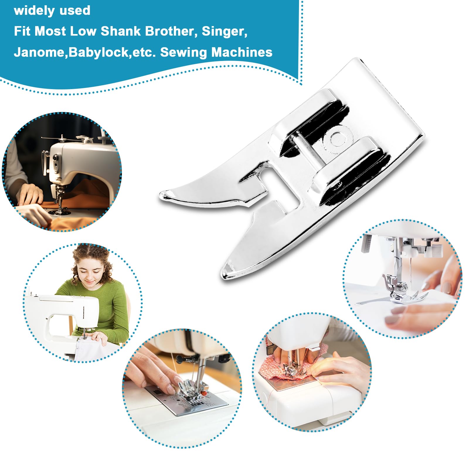 4pcs ATQYZLM Zig Zag, Premium Stainless Steel Sewing Machine Foot, Straight Stitch Presser Foot Universal Purpose Snap On Foot for Singer, Brother, Janome, Toyota, Etc Domestic Sewing Machines