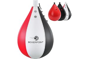 BOXERPOINT Speed Bag for Boxing - Durable PU Leather Punching Bag for Adults - Anti-Leak Boxing Bags Home Gym Training Equipment, Portable Heavy Bags - Large Reflex Ball, Indoor & Outdoor