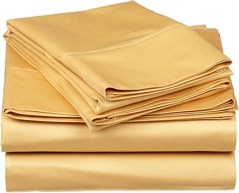Amazon Com Km Linen Fitted Deep Pocket 22 Inches Sizes Cal King 100 Egyptian Cotton Sheet Set Four 4pcs 400 Thread Count Solid Patterned Gold Home Kitchen