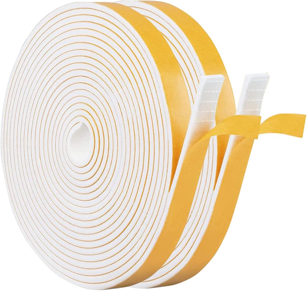 UPSEN Adhesive Weather Stripping Foam Tape 12mm x 3mm x 12m Doors Windows