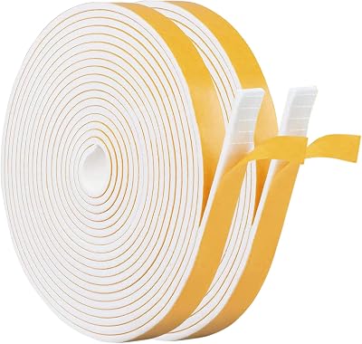 UPSEN Adhesive Weather Stripping Foam Tape 12mm x 3mm x 12m Doors Windows