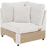 LEVNARY Modular Corner Chair, Faux Rabbit Fur Upholstered Single Corner Seat for Sectional Sofas (White)