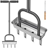 Dolibest Lawn Coring Aerator, Manual Lawn Aerator,4 Stainless Steel Corer Plug Aerator with Soil Core Storage Tray, Pre-Assembled Manual Grass Aerating Tool &amp; Clean Hand Tool, Improving Lawn Health