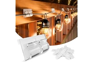 WDG Hooks for Outdoor String Lights, 28pcs Outdoor Light Clips with Adhesive Strips, Wall Clips Wire Holder Outdoor Light Hooks for Indoor Outdoor Party Decor Christmas Halloween Festival Lights