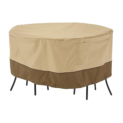 Classic Accessories Veranda Round Patio Bistro Table and Chair Set Cover - Durable and Water Resistant Patio Furniture Cover (71962)
