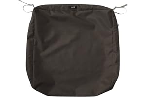 Classic Accessories Ravenna Water-Resistant 25 x 25 x 5 Inch Square Outdoor Seat Cushion Slip Cover, Patio Furniture Chair Cushion Cover, Espresso, Patio Furniture Cushion Covers