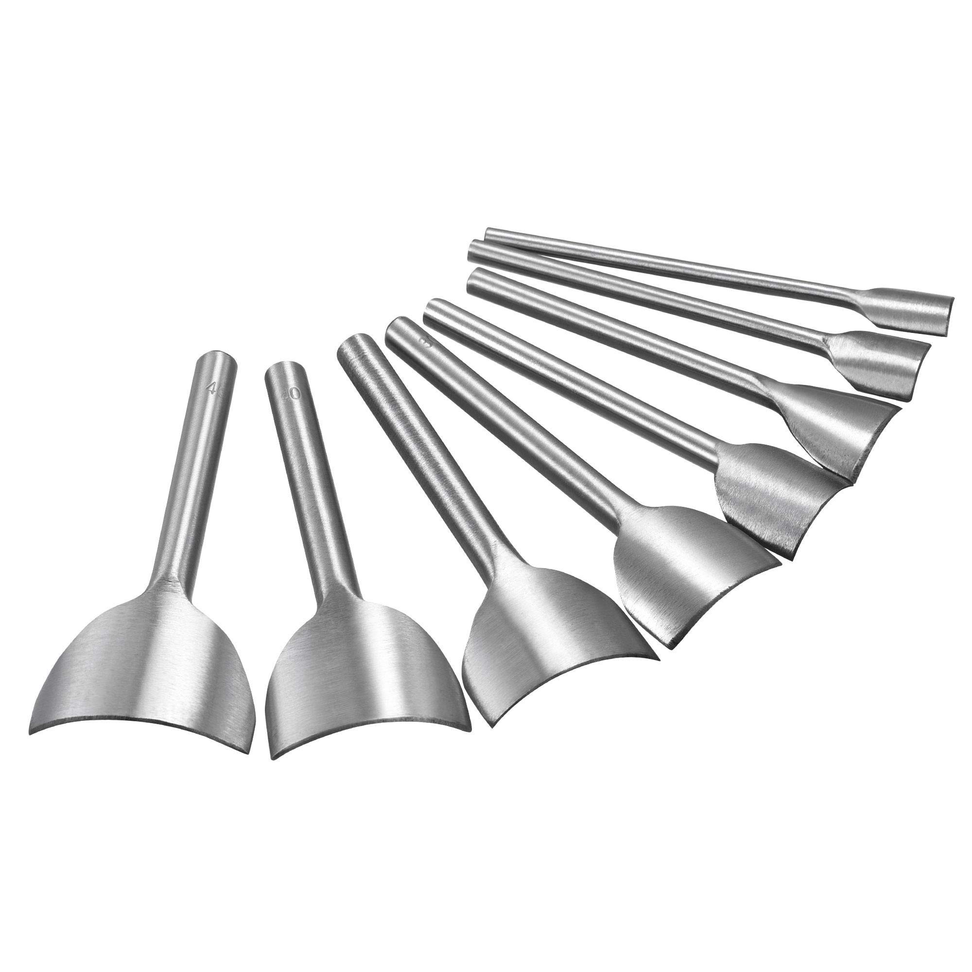sourcing map Arc-Shaped Leather Cutter Punch Set 10mm-45mm Strap End Punch Tool for Crafting Strap Belt, Wallet and Bag DIY Craft, Set of 8