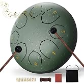 6 Inch Steel Tongue Drum, 8 Notes Rain Drum Instrument, Portable Hand Drum for Meditation, Yoga &amp; Outdoor Use, Includes Mallets, Music Book, Note Stickers &amp; Carry Bag, Beginner Friendly