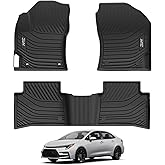 3W Floor Mats Fit 2020-2026 Toyota Corolla Sedan (Not for Cross or Hatchback), TPE All Weather Custom Fit Floor Liner for Toyota Corolla 1st and 2nd Row Full Set Car Liners(Include Hybrid)