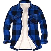 ThCreasa Womens Sherpa Fleece Lined Flannel Shirt Jacket Warm Button Up Plaid Shirt Jac (Sherpa Fleece Throughout)